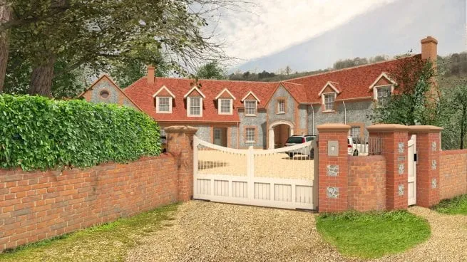 Private House Chilterns Architecture Gate View Flintwork