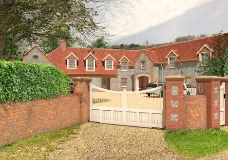 Private House Chilterns Architecture Gate View Flintwork
